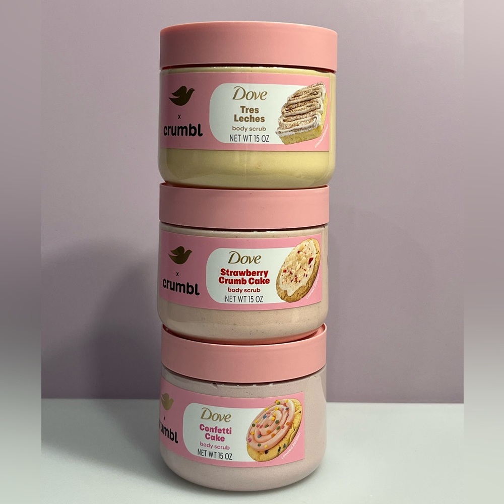 Dove x Crumbl Body Scrub Bundle Strawberry, Confetti, Tres Leches